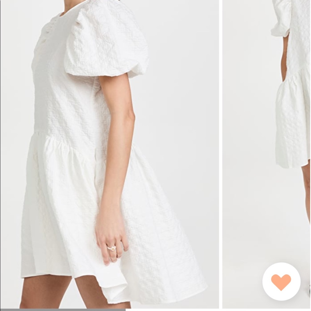 English Factory Back Tie Jacquard Puff Dress White Medium - Picture 3 of 7